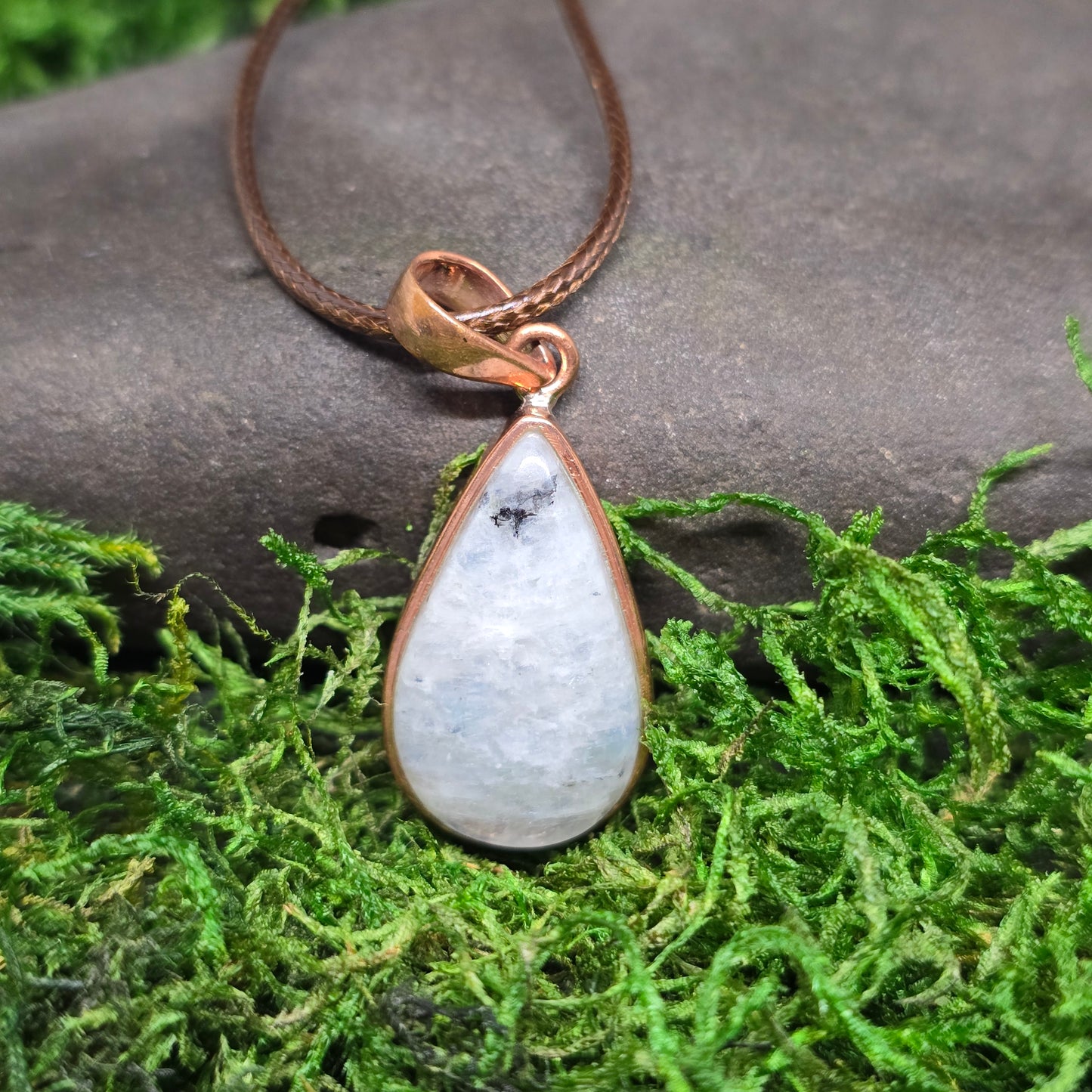 Moonstone Crystal Teardrop Copper Necklace
