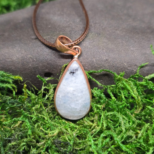 Moonstone Crystal Teardrop Copper Necklace