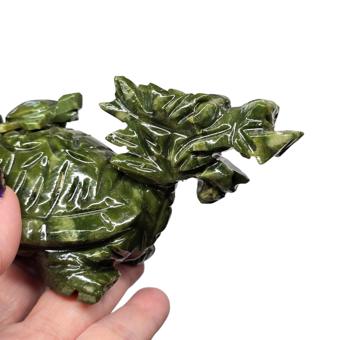 1.1lb Nephrite Jade Dragon Turtle Chinese Feng Shui Stone II