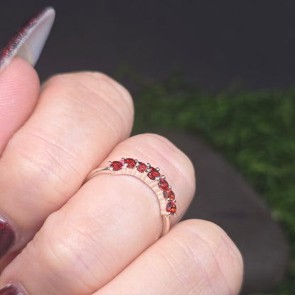 Garnet 7cut Band s925 Ring sz5