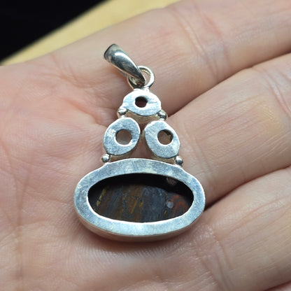 Red Tiger’s Eye, Moonstone & Garnet Pendant | Alloy Setting