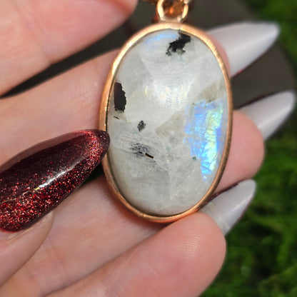 Moonstone Crystal Oval Copper Necklace II