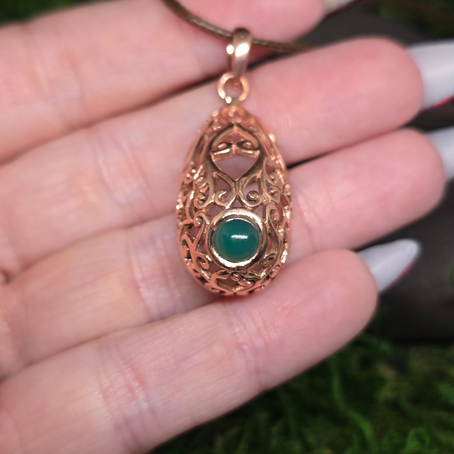 Crystal Copper Woman Cup Shape Pendant Necklace