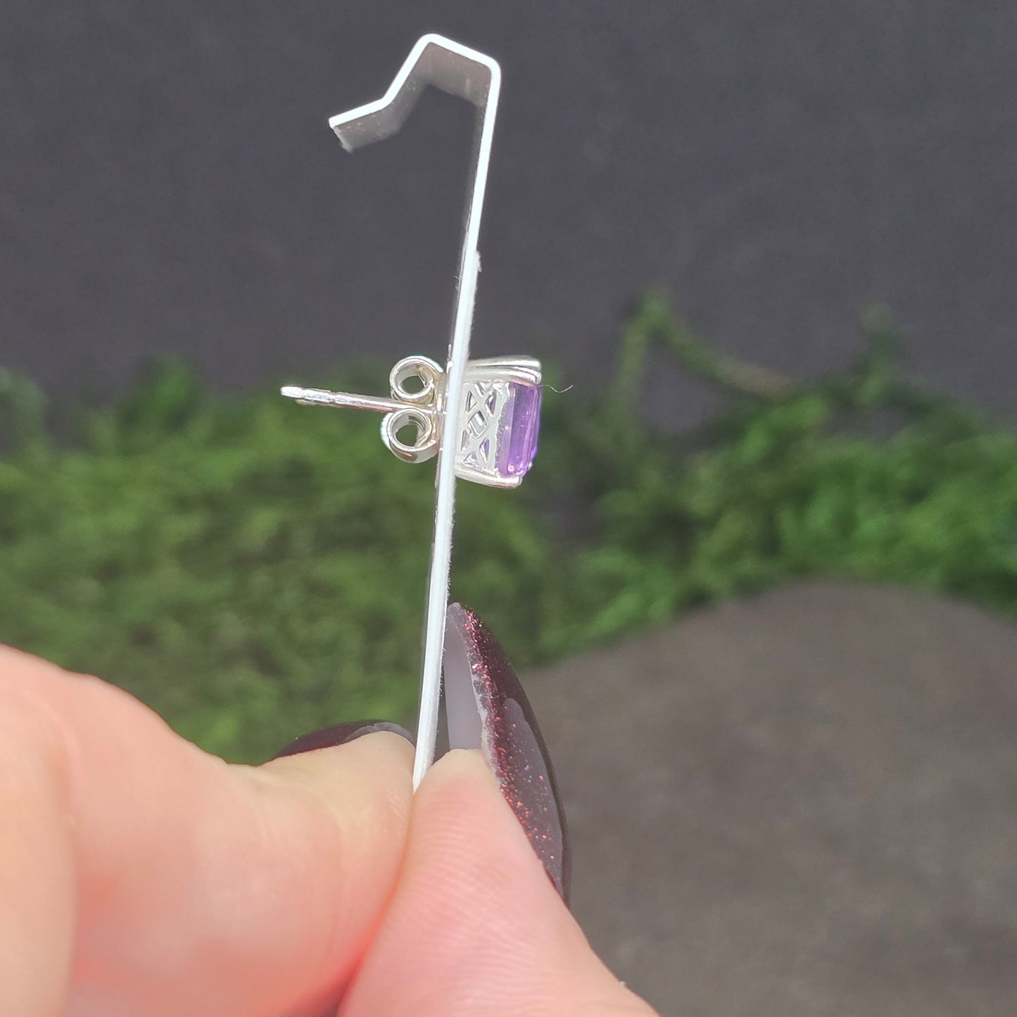Amethyst Cut Sterling Silver Stud Earrings