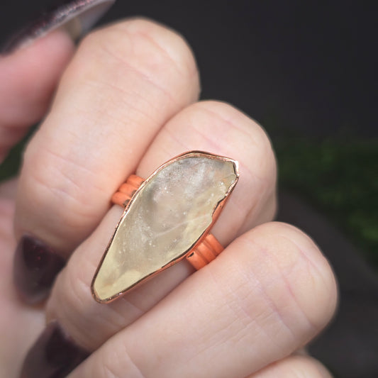 Libyan Desert Glass Copper Ring sz8