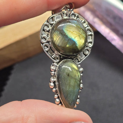 Double Labradorite Pendant | Alloy Setting