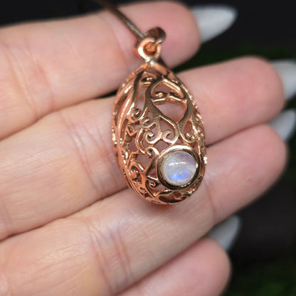 Crystal Copper Woman Cup Shape Pendant Necklace