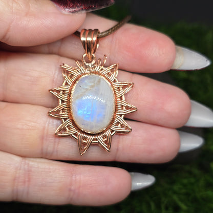 Moonstone Copper Sun Necklace