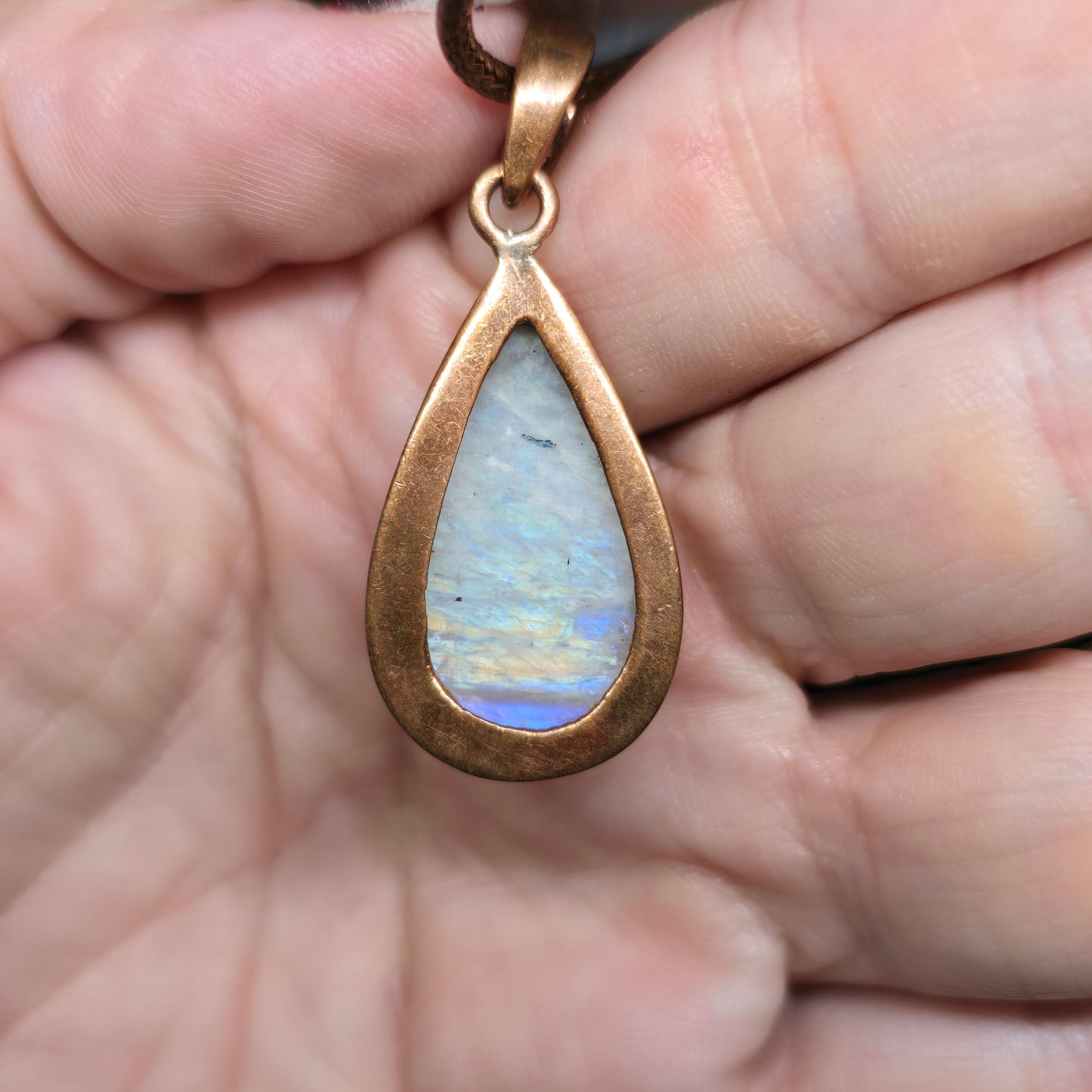 Moonstone Crystal Teardrop Copper Necklace