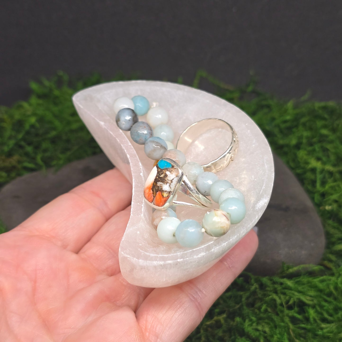 Selenite Moon Charging Offering Bowl 4"