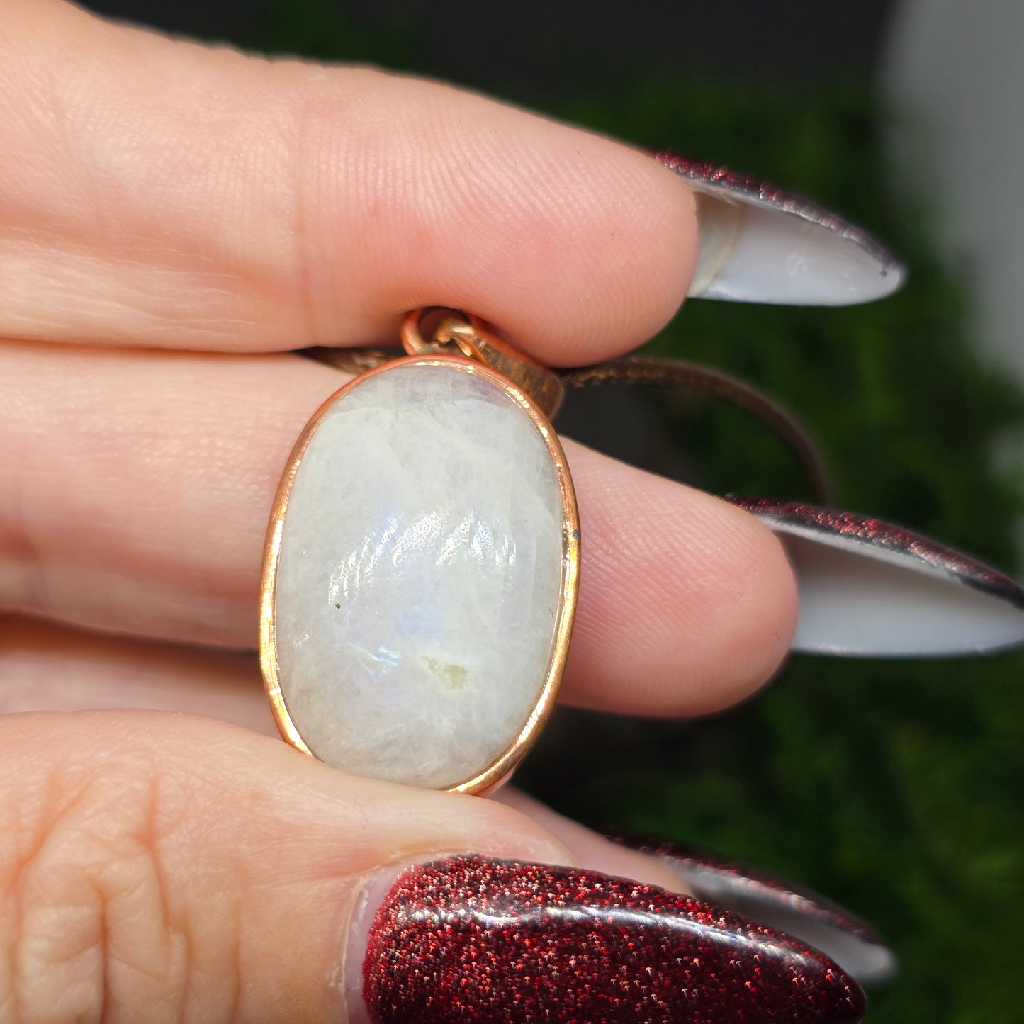Moonstone Crystal Oval Copper Necklace III