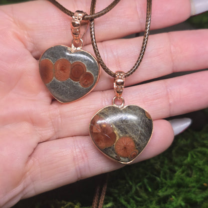 Peanut Obsidian Copper Pendant Necklace