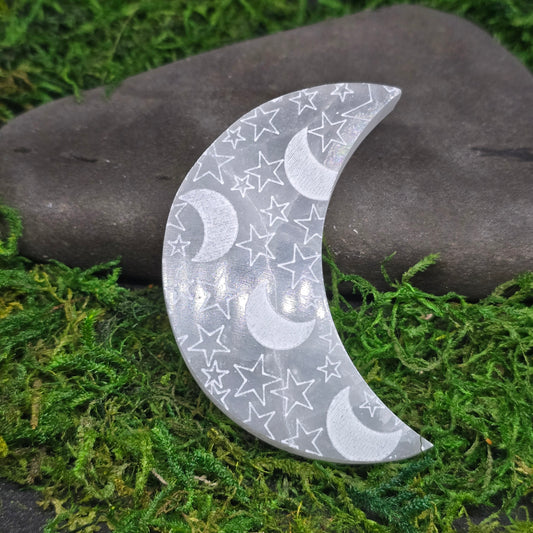 Selenite Celestial Star Moons Charging Offering Plate