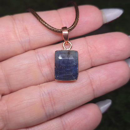 Blue Sapphire Copper Pendant Necklace