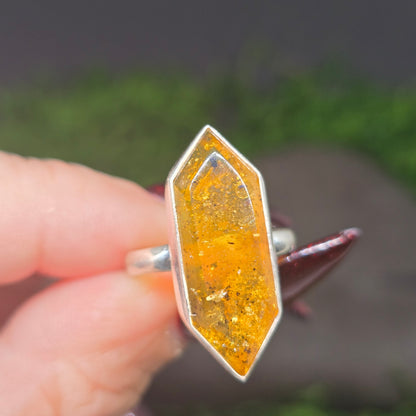 Amber Sterling Silver s925 Ring sz7