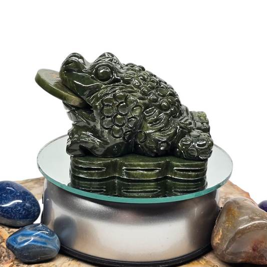 1.4lb Jade Money Toad Frog | Natural Crystal Carved & Polished Stone II