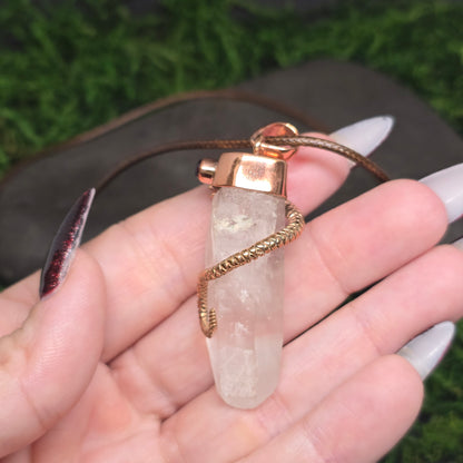 Clear Quartz w/ Garnet Copper Snake Necklace II