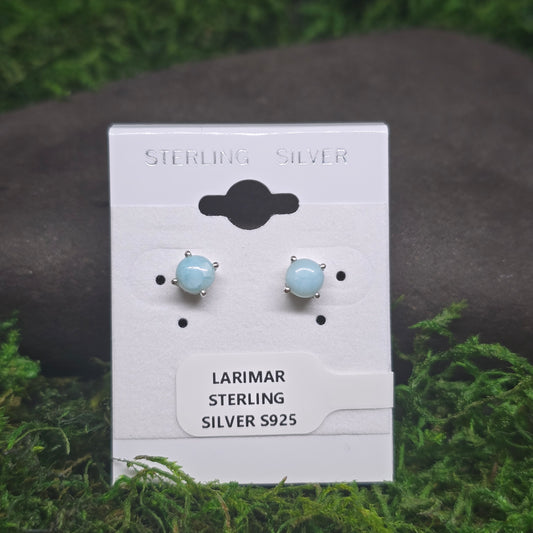 Larimar Sterling Silver Stud Earrings