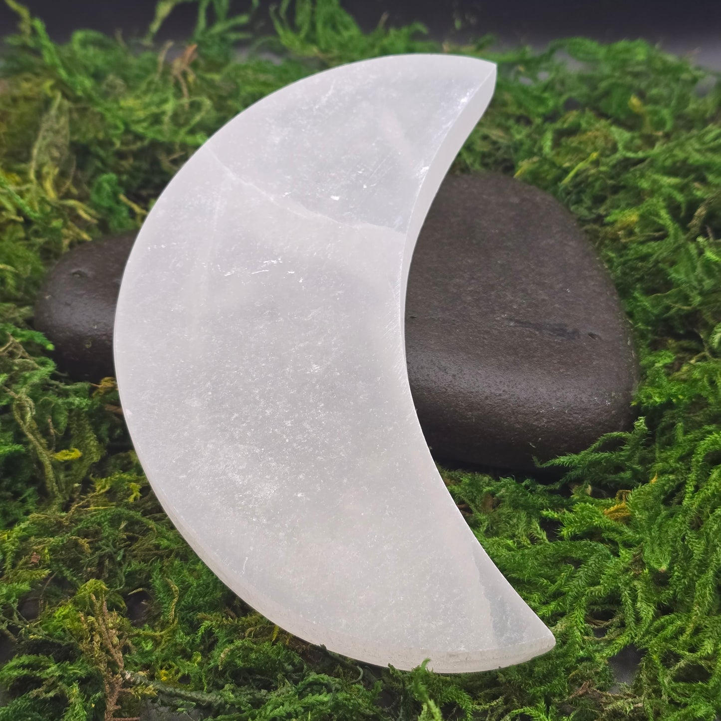 Selenite Crescent Moon Decorative Plate (6")