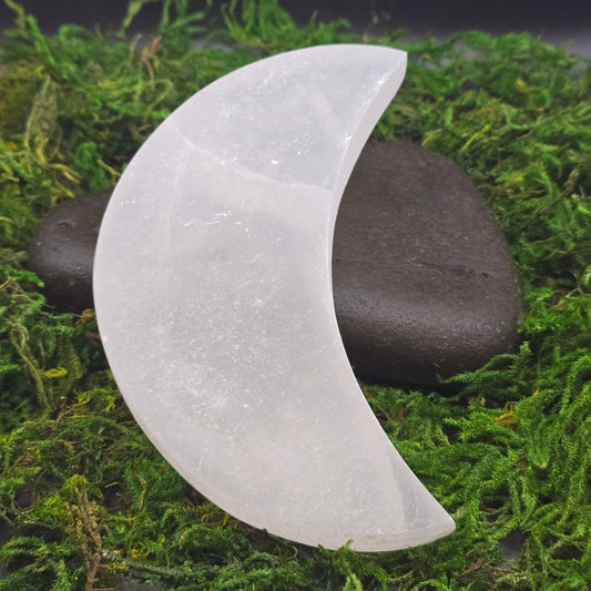 Selenite Crescent Moon Decorative Plate (6")