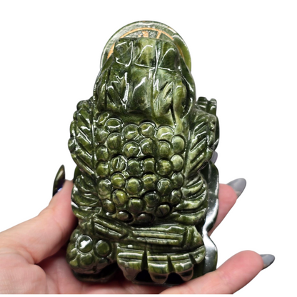 1.4lb Jade Money Toad Frog | Natural Crystal Carved & Polished Stone I