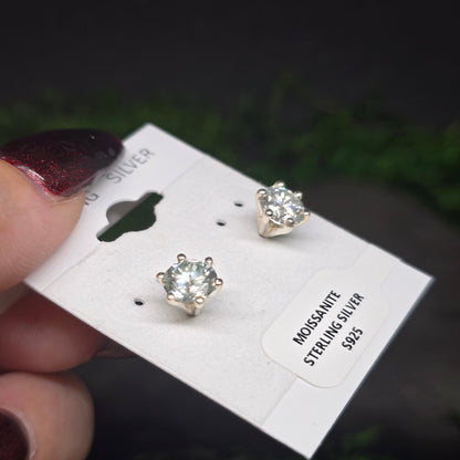 Moissanite Cut Sterling Silver Stud Earrings
