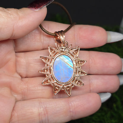 Moonstone Copper Sun Necklace