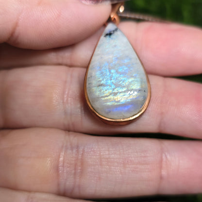 Moonstone Crystal Teardrop Copper Necklace