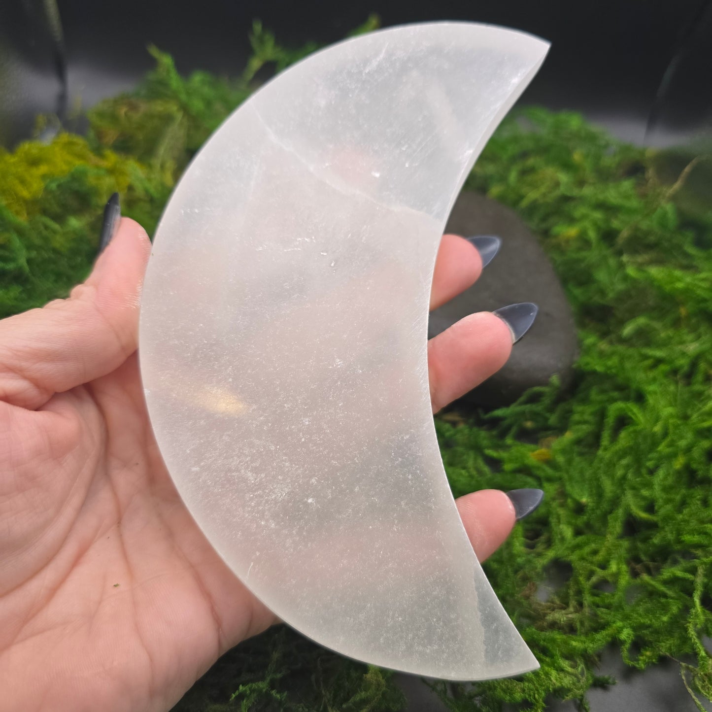 Selenite Crescent Moon Decorative Plate (6")