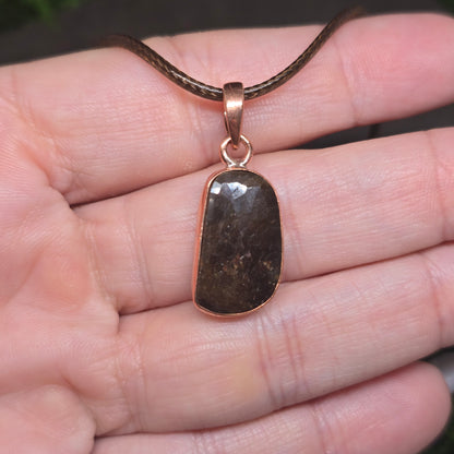 Gold Sapphire Copper Pendant Necklace