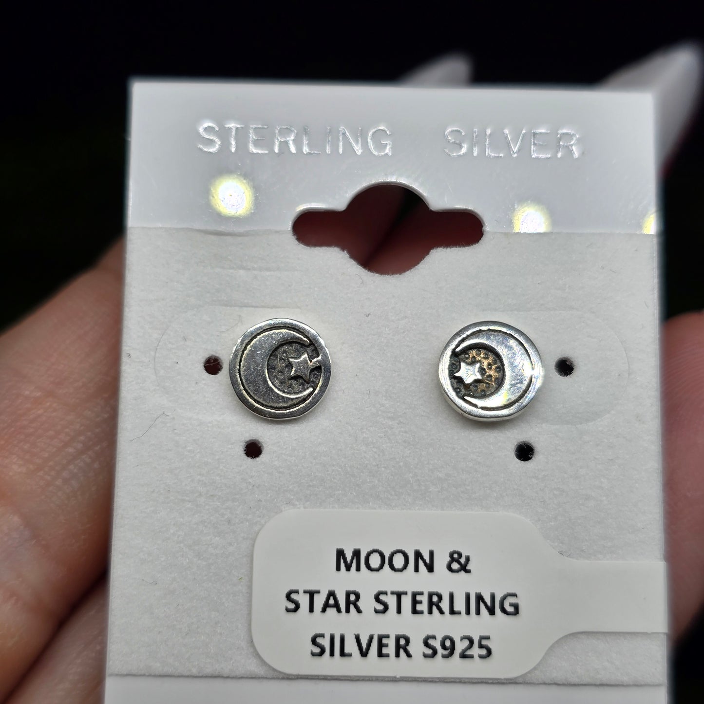 Moon & Star Sterling Silver Stud Earrings