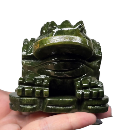 1.4lb Jade Money Toad Frog | Natural Crystal Carved & Polished Stone II