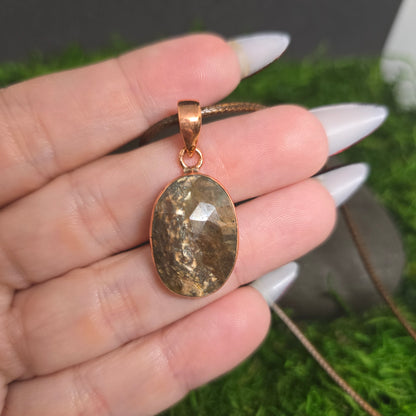Gold Sapphire Oval Copper Pendant Necklace