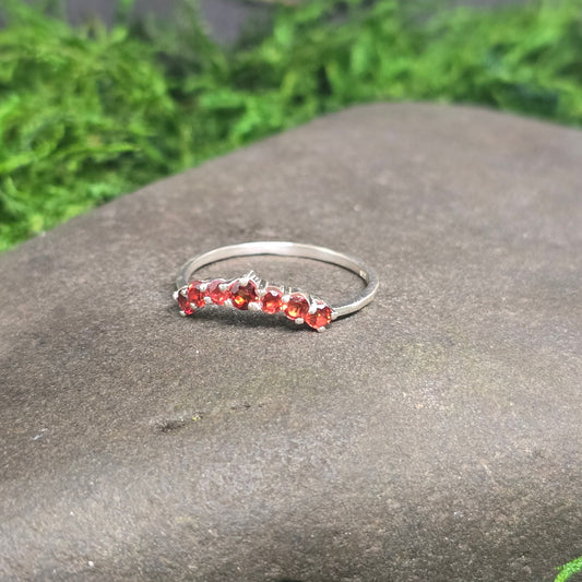 Garnet 7cut Band s925 Ring sz5