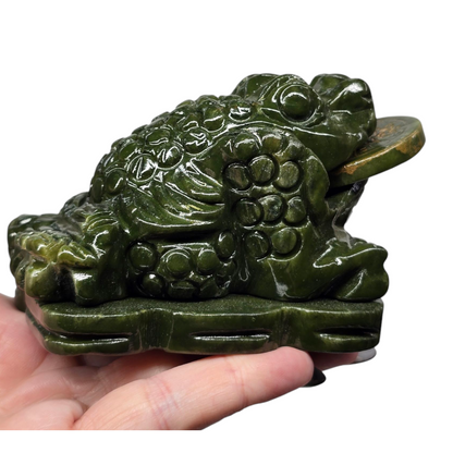 1.4lb Jade Money Toad Frog | Natural Crystal Carved & Polished Stone II