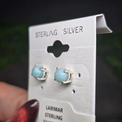 Larimar Sterling Silver Stud Earrings