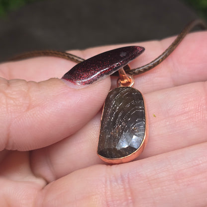 Gold Sapphire Copper Pendant Necklace
