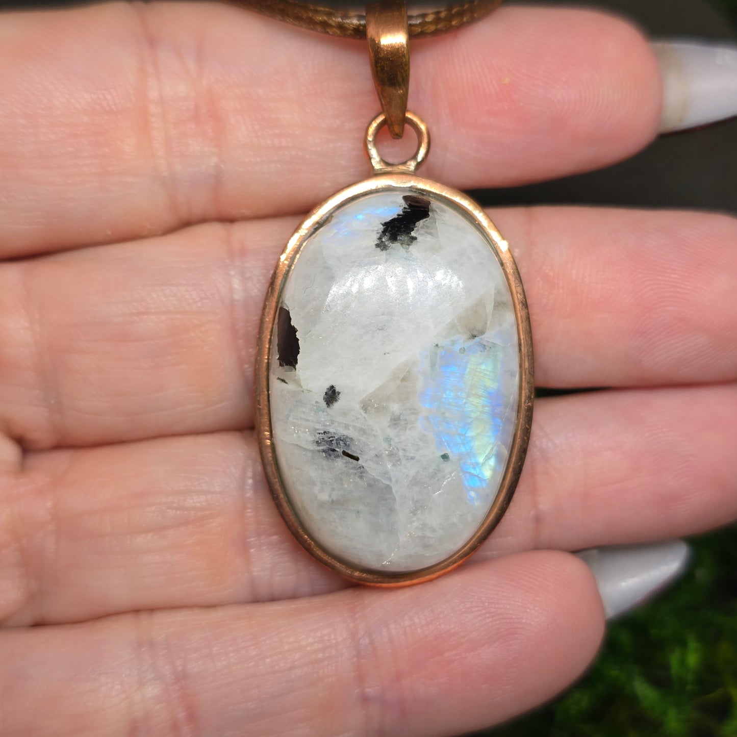 Moonstone Crystal Oval Copper Necklace II