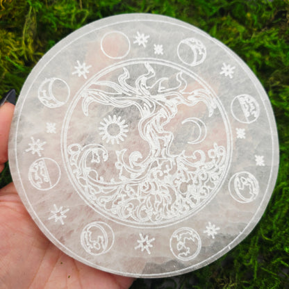 Selenite Tree of Life Decorative Plate (5.5")