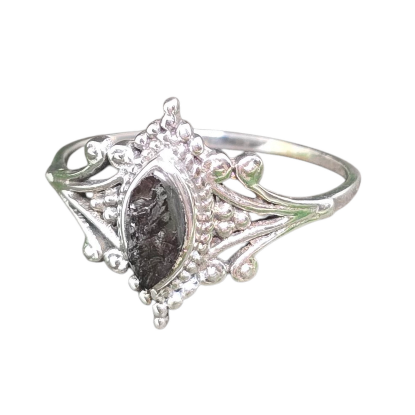Tourmaline Raw Goth Sterling Silver s925 Ring sz10