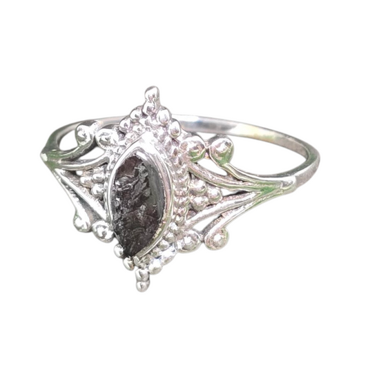 Tourmaline Raw Goth Sterling Silver s925 Ring sz10