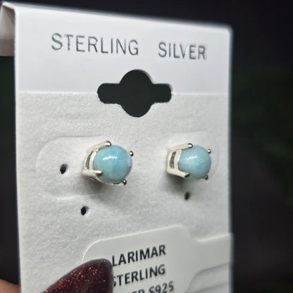 Larimar Sterling Silver Stud Earrings