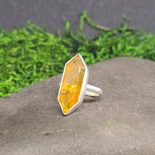 Amber Sterling Silver s925 Ring sz7