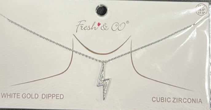 Lightening Bolt Cubic Zirconia Layered Necklace