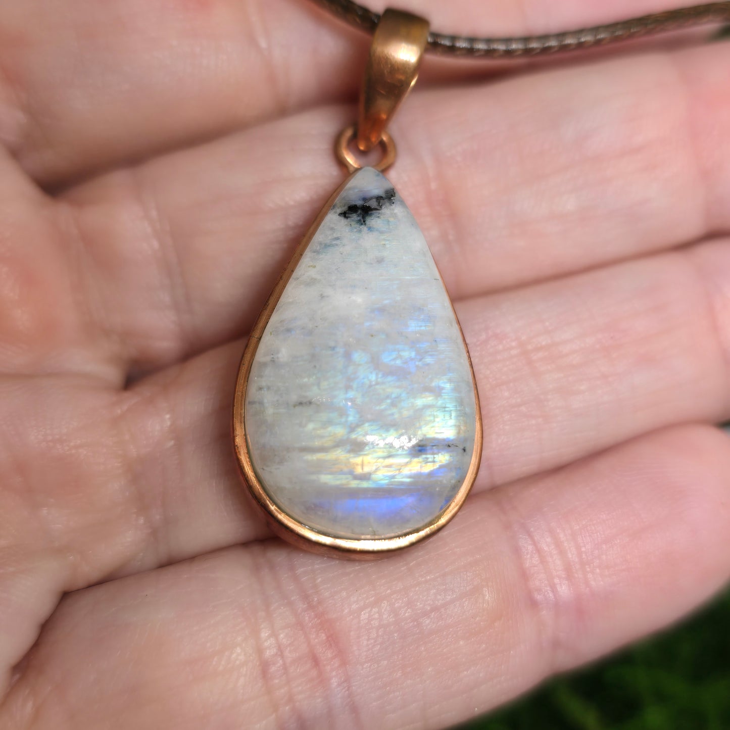 Moonstone Crystal Teardrop Copper Necklace