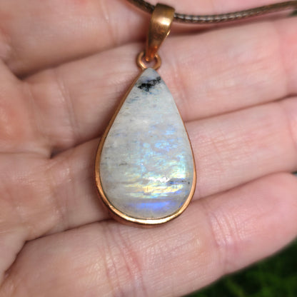 Moonstone Crystal Teardrop Copper Necklace