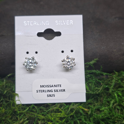 Moissanite Cut Sterling Silver Stud Earrings