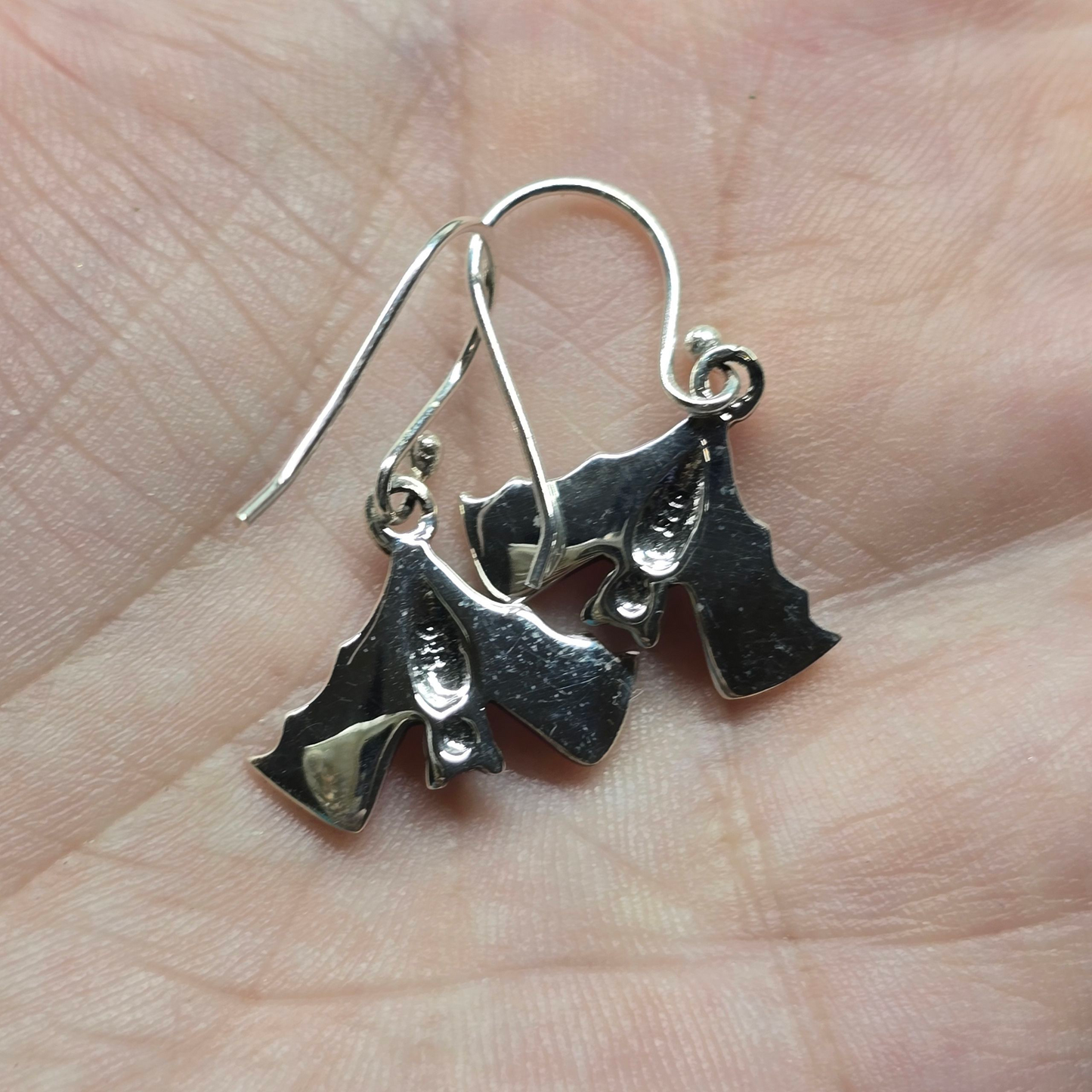Sterling Silver Bat Dangle Earrings