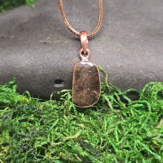 Gold Sapphire Copper Pendant Necklace