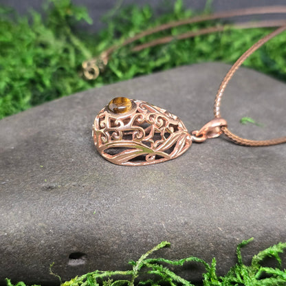 Crystal Copper Woman Cup Shape Pendant Necklace
